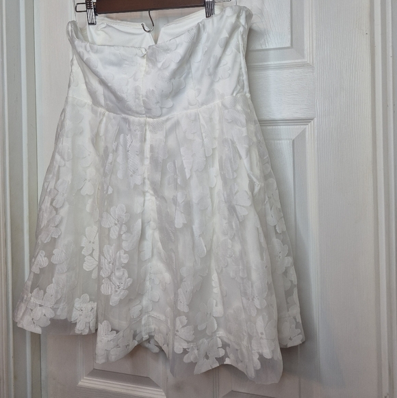 Lulu's White Strapless Floral Sweetheart Mini Dress Size Xl - Picture 8 of 12